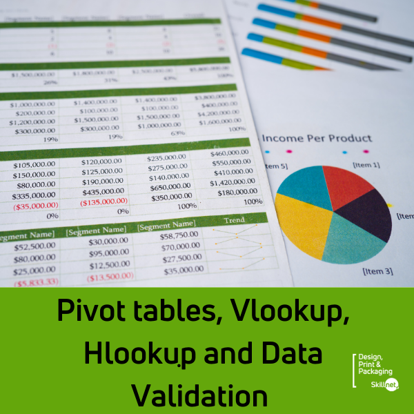 Pivot tables, Vlookup, Hlookup and Data Validation